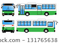 Front, back and side views of a route bus 131765638