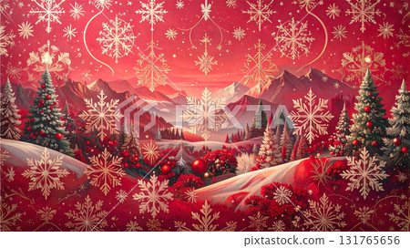 Christmas red landscape pattern 131765656