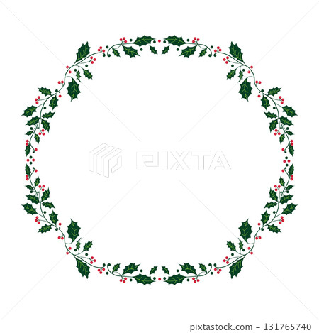 Christmas wreath. Christmas Holy berry wreath. Invitation, banner, template, copy space. Christmas wreath. Christmas Holy berry wreath. Invitation, banner, template, copy space. 131765740