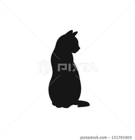 Set of black cat silhouette isolated on white background. Set of black cat silhouette isolated on white background. 131765803