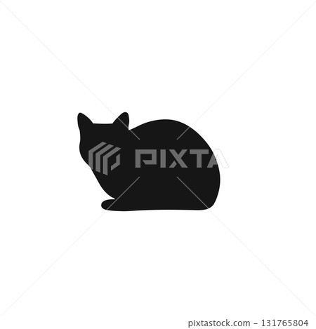 Set of black cat silhouette isolated on white background. 131765804