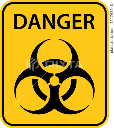 Caution danger radioactive Ionizing radiation material signage yellow printable sign. ionising radiation Caution danger radioactive Ionizing radiation material signage yellow printable sign. ionising radiation 131765848