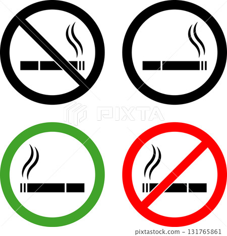 No Smoking sign. No Smoking And Smoking Area symbol isolate on white background - printable set silhouette icon design 131765861