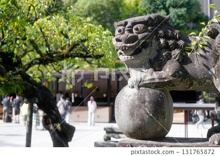 太宰府天滿宮, 狛犬雕像, 石獅守護神, 青空光影, 日本神社 131765872