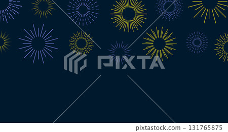 New Year 2026 greeting with firework bursts, festive mood. New Year's greeting for 2026. Holiday card, banner, invitation, marketing template. A festive design symbolizing celebration. Flat vector 131765875