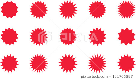 Black friday sticker. Red shopping labels collection. Sale or discount sticker. Starburst sticker set. Special offer price tag. Supermarket promotional badge. Promo stickers with star edges. Vector. 131765897
