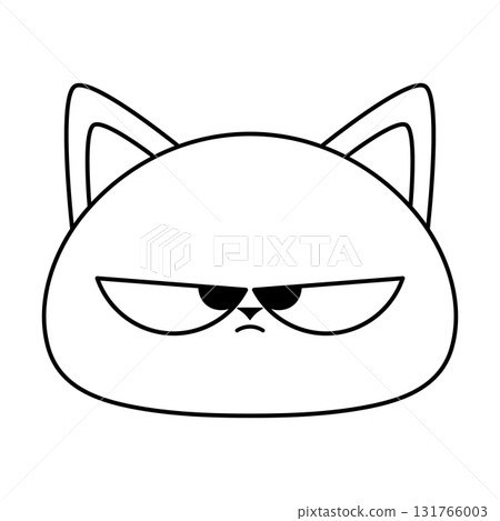 Grumpy Cat Face Vector Illustration. Cat face with sharp eyes, arched brows, and a displeased expression. Perfect for stickers, logos, prints, or digital use. Grumpy Cat Face Vector Illustration. Cat face with sharp eyes, arched brows, and a displeased expression. Perfect for stickers, logos, prints, or digital use. 131766003