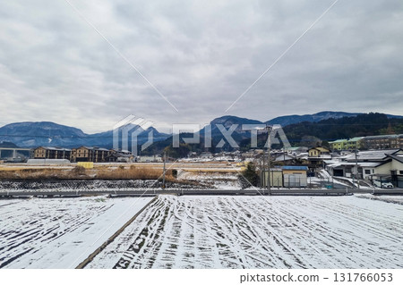 View of landscape Yufuin village in the winter after snow fall View of landscape Yufuin village in the winter after snow fall 131766053