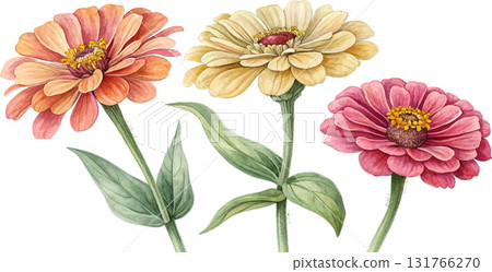 Watercolor Zinnias Watercolor Zinnias 131766270