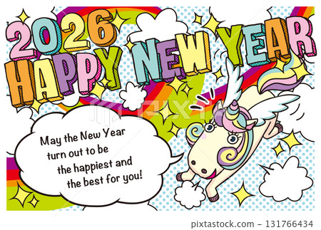 2026新年賀卡模板「POP設計」新年快樂英文註解圖案 131766434