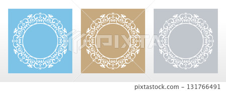 Set of decorative frames Elegant vector element for design in Eastern style, place for text. Floral colored borders. Lace illustration for invitations and greeting cards Set of decorative frames Elegant vector element for design in Eastern style, place for text. Floral colored borders. Lace illustration for invitations and greeting cards 131766491