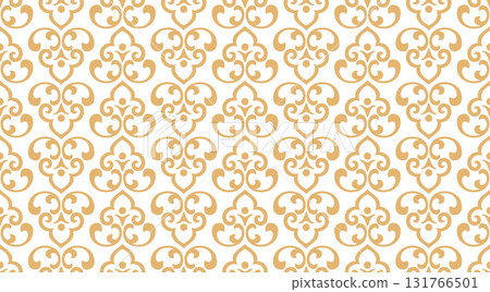 Flower geometric pattern. Seamless vector background. White and golden ornament 131766501