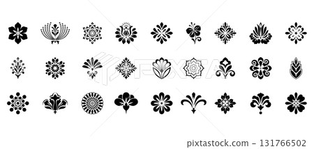 Flower icons set. Isolated elements for design. Vector graphics. 131766502