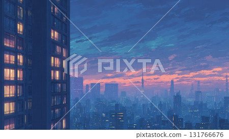 Cityscape at dusk A fantastic view of the sky and cityscape 131766676