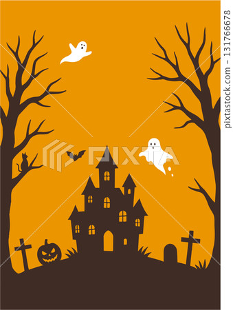 Haunted house and ghost Halloween background Haunted house and ghost Halloween background 131766678