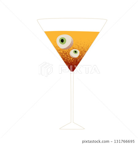 Martini glass with eyeballs, creepy and spooky Halloween cocktail illustration 131766695