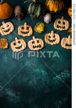 Halloween cookies in shape of jack-o-lantern Halloween cookies in shape of jack-o-lantern 131766712