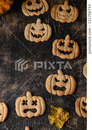 Halloween cookies in shape of jack-o-lantern Halloween cookies in shape of jack-o-lantern 131766744
