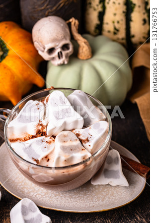 Halloween hot chocolat with ghost marshmellow Halloween hot chocolat with ghost marshmellow 131766753
