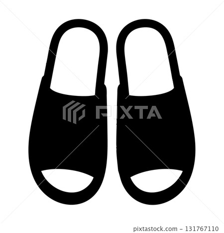 Home Slippers Silhouette Black Vector Illustration for Cozy Interior Design 131767110