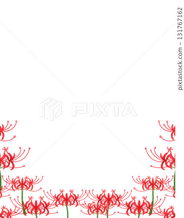 Watercolor frame of red spider lilies | Elegant Japanese-style decorative frame, autumn Japanese-style design, message card 131767162