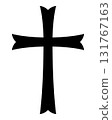 Christian cross, black and white silhouette illustration of religious Latin cross shape, isolated 131767163