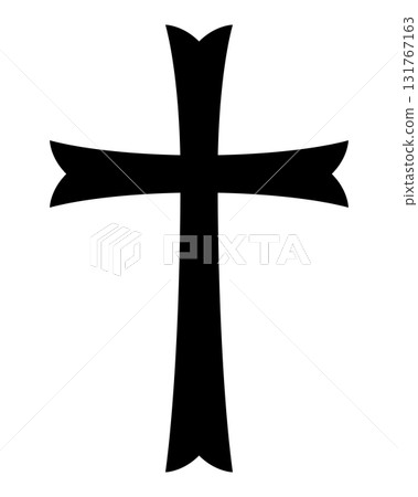 Christian cross, black and white silhouette illustration of religious Latin cross shape, isolated Christian cross, black and white silhouette illustration of religious Latin cross shape, isolated 131767163