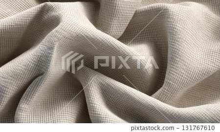 Close-Up of Ripstop Nylon Fabric, Photorealistic Macro Texture with Grid Pattern 131767610
