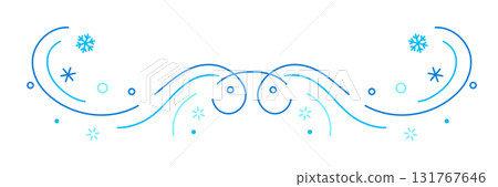 Winter linear divider. Holiday filigree border with snowflakes. 131767646