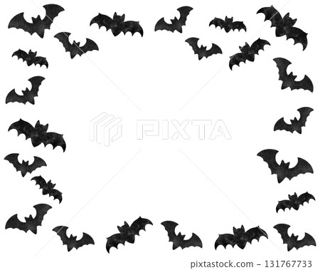 Watercolor bat frame material | Halloween card, poster, autumn night background design 131767733