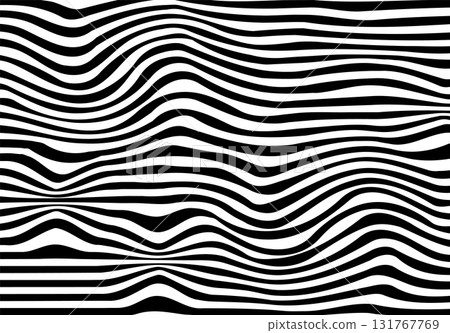 Wavy black and white horizontal lines pattern with optical illusion effect Wavy black and white horizontal lines pattern with optical illusion effect 131767769