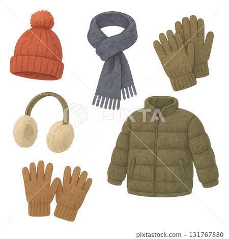 冬季防寒單品 | 橄欖色 x 灰色沉穩配色 | 水彩質感 131767880