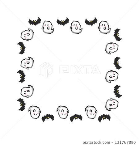 Halloween ghost and bat pixel art square frame material/decorative frame 131767890
