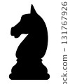 Chess piece knight, black and white silhouette illustration of chessman shape, isolated 131767926