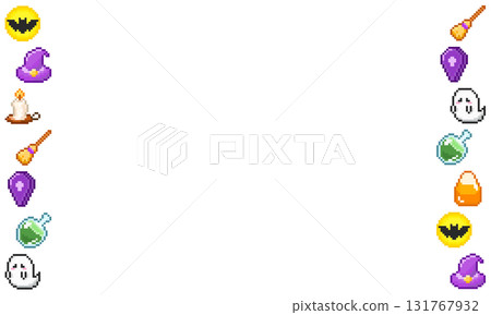 Halloween pixel art frame material / game-style Halloween background 131767932