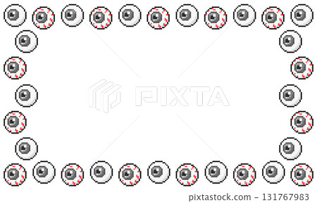 Eyeball pixel art Halloween frame material / Game-style Halloween background 131767983