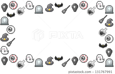 像素藝術萬聖節框架素材/遊戲風格單色萬聖節背景 像素藝術萬聖節框架素材/遊戲風格單色萬聖節背景 131767991