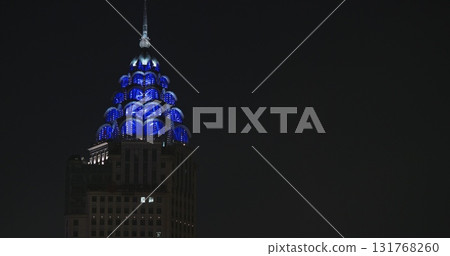 Shanghai, China Night view Union Building in Shanghai showcases classic architectural details at night. Shanghai, China. Night view ICBC - Industrial and Commercial Bank building, colonial 131768260