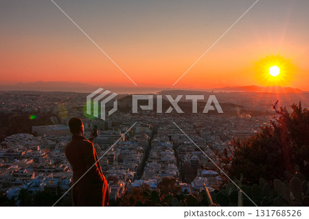 The picture is taken from Lycabettus hill - the famous view point of the city and its highest point. The picture is taken from Lycabettus hill - the famous view point of the city and its highest point. 131768526
