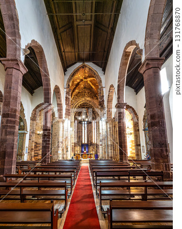 Silves, Portugal - Feb 21, 2025: Interior of Catedral da Se, Se Cathedral at Silves, Portugal. Silves, Portugal - Feb 21, 2025: Interior of Catedral da Se, Se Cathedral at Silves, Portugal. 131768870