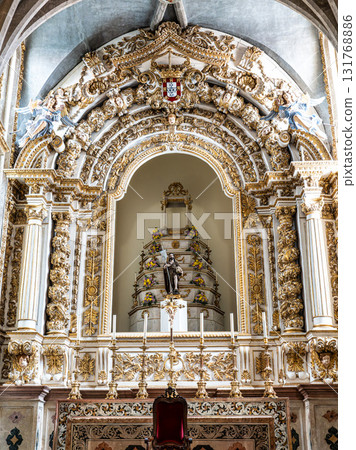 Tomar, Portugal - Mar 12, 2025: Interior of the Igreja de Sao Joao Baptista church in Tomar, Portugal Tomar, Portugal - Mar 12, 2025: Interior of the Igreja de Sao Joao Baptista church in Tomar, Portugal 131768886