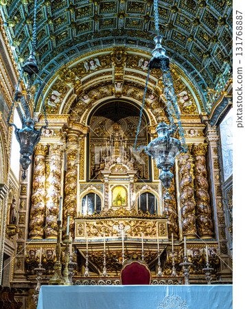 Nazare,Portugal - Mar 13, 2025: Interior and magnificent azulejo tiling in Santuario de Nossa Senhora da Nazare,Portugal Nazare,Portugal - Mar 13, 2025: Interior and magnificent azulejo tiling in Santuario de Nossa Senhora da Nazare,Portugal 131768887