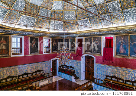 Coimbra , Portugal - Mar 14, 2025: Great hall of Acts, Sala grande dos actos in the University of Coimbra, Portugal 131768891