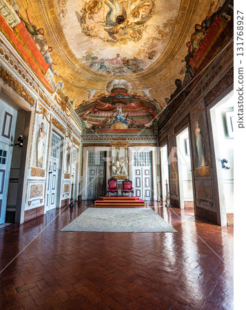 Mafra, Portugal - Apr 11, 2025: Interior of the Mafra National Palace at Mafra, Portugal. Mafra, Portugal - Apr 11, 2025: Interior of the Mafra National Palace at Mafra, Portugal. 131768927