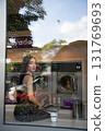 Young Woman Reflected Reading 131769693