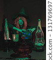 Witch with Halloween Pumpkin Doing Magic 131769697