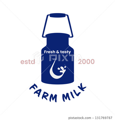 This visual highlights environmental conservation efforts through a fresh farm milk brand. The logo showcases a bottle design, emphasizing eco-friendly and organic values. 131769787