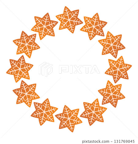 Round Christmas frame made of gingerbread cookies. trendy flat style. Round Christmas frame made of gingerbread cookies. trendy flat style. 131769845