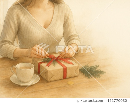 Gift wrapping for winter: A touch of elegance and intimacy at hand 131770080