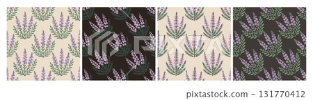 Blooming heather seamless pattern collection Blooming heather seamless pattern collection 131770412